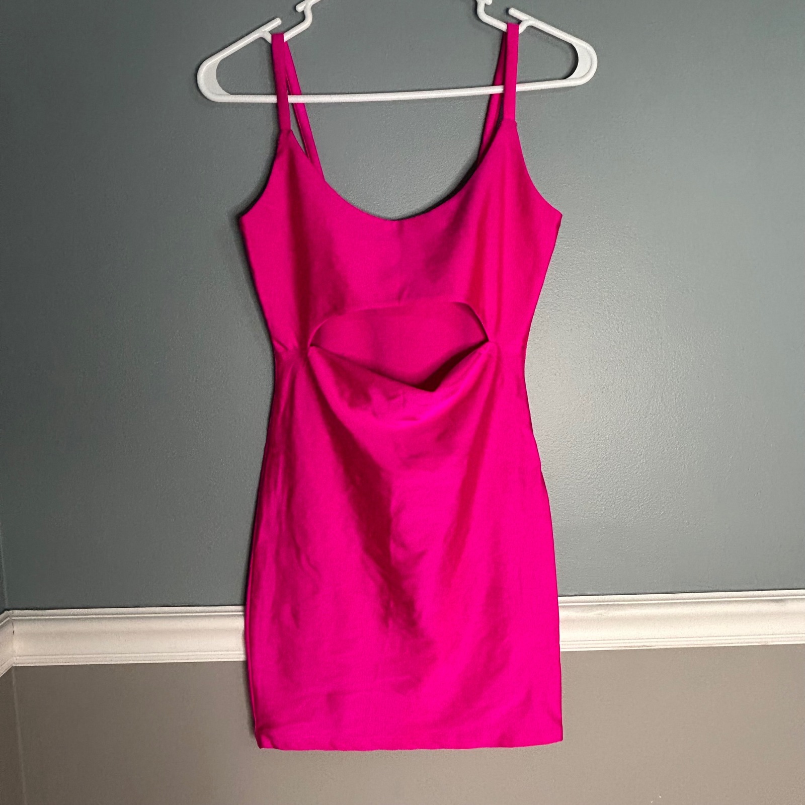 Fashion Nova Cut To The Chase Mini Dress Hot Pink Cutout Bodycon Size L New